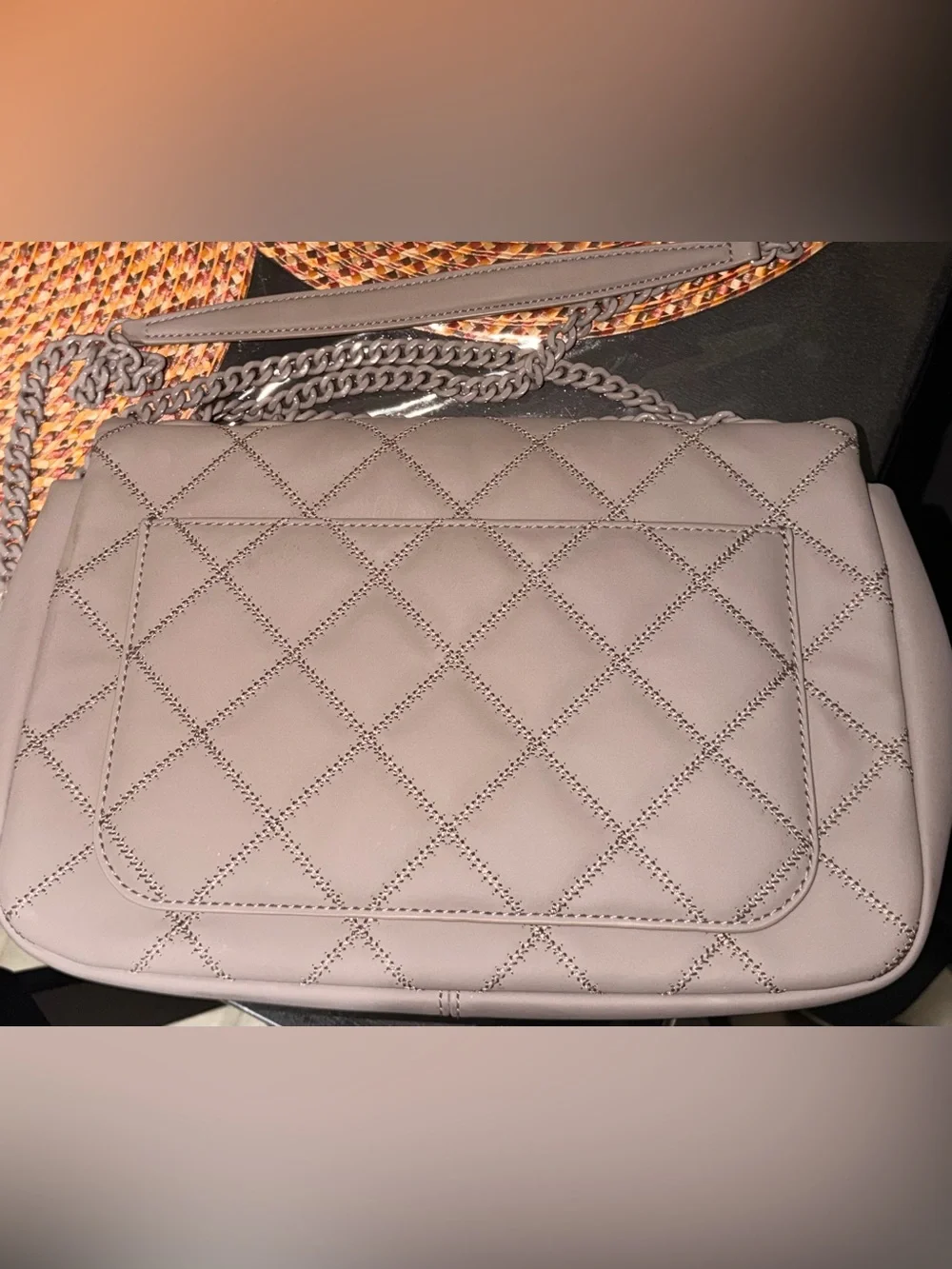 Tory Burch Quilted Chain Shoulder Bag in Taupe